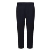 Marineblå Cropped Slim Fit Bukser