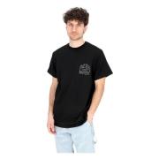 Sort Crew Neck T-shirt Broderet Logo