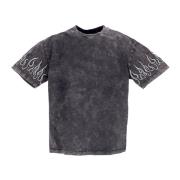 Flames Broderet T-shirt Grå/Hvid