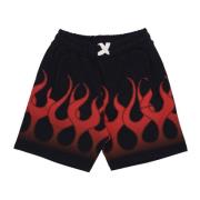 Flames Print Shorts Sort/Rød