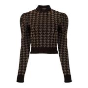 Sort Houndstooth Jacquard Sweater