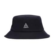 Sort Bucket Hat Sæt med Broderi