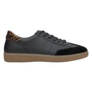 Kvinders Sorte Lav-Top Animal Print Sneakers lavet af Italiensk Ægte L...