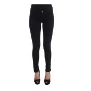 Sort Slim Fit Jeans med Logo