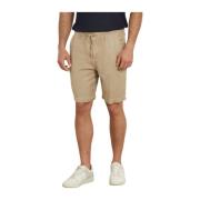 Lyocell Straight Shorts - Beige Patched