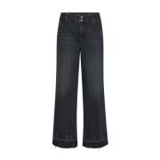 Straight-leg Dark Grey Jeans med rå kanter