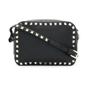 Studded Sort Læder Crossbody Taske