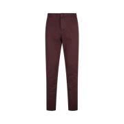 Burgundy Straight-Leg Elastisk Talje Bukser