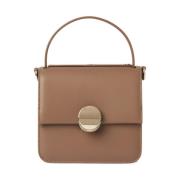 Beige Læder Crossbody Taske