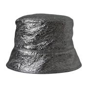 Metallic Silver Polyester Bucket Cap