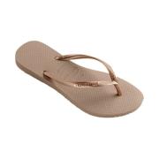 Metallic Square Logo Flip Flops