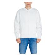 Hvid Zip-Up Sweatshirt Mænd Efterår/Vinter