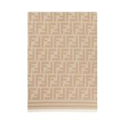 Beige Jacquard Uldtørklæde med FF Motiv