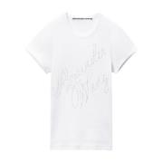 Cursive Logo Fitted Tee Hvid