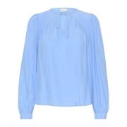 Feminin V-hals Bluse Vista Blue