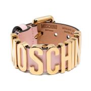 Pink Læder Logo Pin-Spænde Armbånd