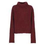 Bordeaux Uldblanding Højhalset Sweater