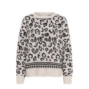 Leopard Strik Pullover Beige Animal