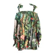 Jungle Print Bomuld Bare Skulder Kjole