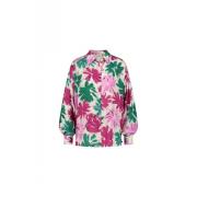 Grøn Pink Blomstret Oversize Bluse