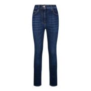 Blå Skinny Stretch Jeans med Guld Detaljer