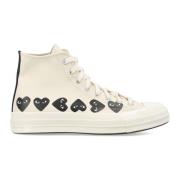 Beige Multi Heart Hi Top Sneakers