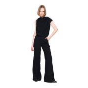 Bredbenet jumpsuit med rynkedetalje