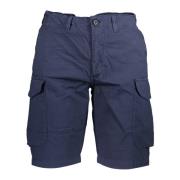 Blå Bermuda Shorts Slim Fit Bomuld