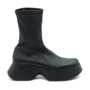 Stretch-Nappaleder Mini Boot i Sort