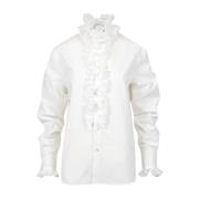 Ruffled Cotton Poplin Shirt Ivory