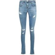 Denim Skinny Jeans med Distressed Detaljer