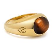 Gold Oval Signet Ring with Brown Tiger Eye