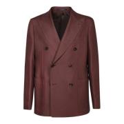 Bordeaux Linned Dobbelt-Breasted Blazer