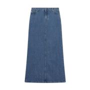 Denim Maxi Nederdel med Laserbehandling