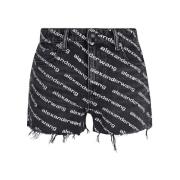 Faded Effect High-Waisted Shorts Grey