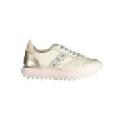 Beige Polyester Sneaker med Kontrastdetaljer