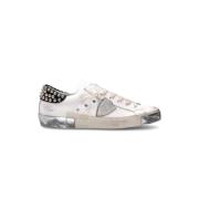 Gade Stil Lder Sneakers med Metal Accents