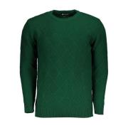 Grøn Diamantmønster Crew Neck Sweater