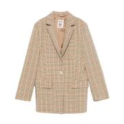 Ternmønster Blazer Jakke Beige