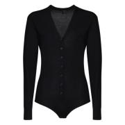 Sort Uld V-Hals Bodysuit