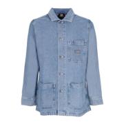 Denim Chore Coat med Krave og Knapper