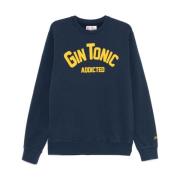 Navy Blue Sweater med Logo Broderi