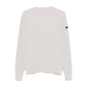 Hvid Ribstrikket Sweater Mock Hals