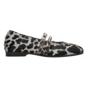 Kvinders Fluffy Leopard Print Ballet Flats med en Spænde ER00115697