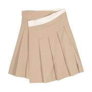 Beige Plisseret Midi Wrap Nederdel