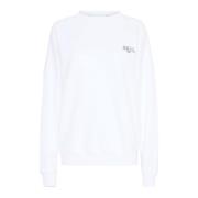 Grafisk Print Sweatshirt Bright White