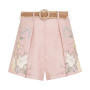 Blomstret Linned Multifarvet Shorts