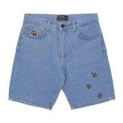 Baseball Denim Shorts Blå