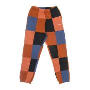 Patchwork Fleece Sweatpants med Lommer