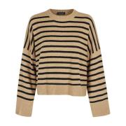 Stribet rund hals sweater